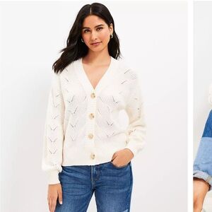 LOFT Cream Knit Cardigan